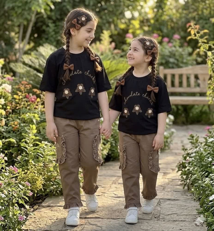 ست دخترانه تیشرت شلوار سی گل